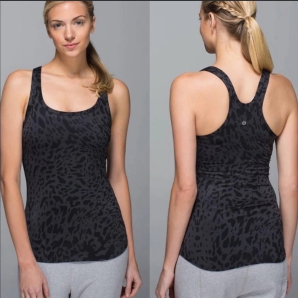 Lululemon Gray and Black Leopard Razor Back Top